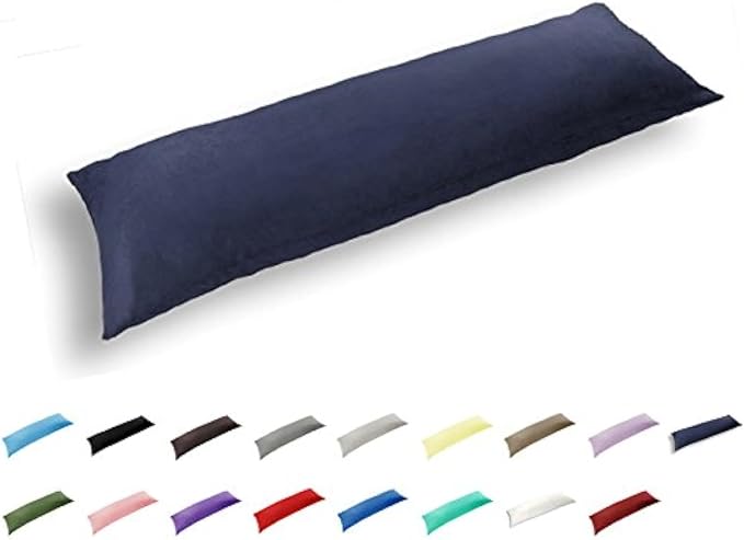 TAOSON 100% Cotton 300 Thread Count Full Long Body Pillow Cover Pillowcase Pillow Protector Cushion Cover with Zippers Only Cover No Insert (Navy Blue,21"x54")