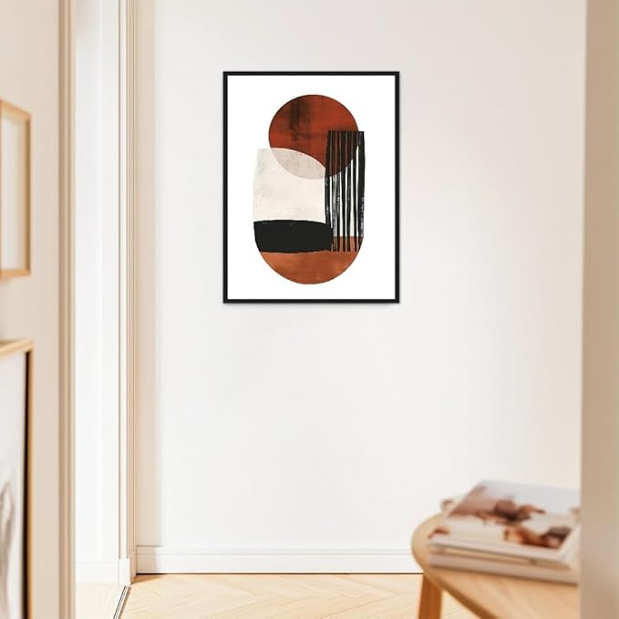 Moonow7 Modern Abstract Neutral Boho Geometric Print, Minimalist Wall Art in Warm Neutral Tones for Living Room, Bedroom, Entryway, and Reading Nook, Large Poster, Unframed Size 16x20” / 40x50 cm