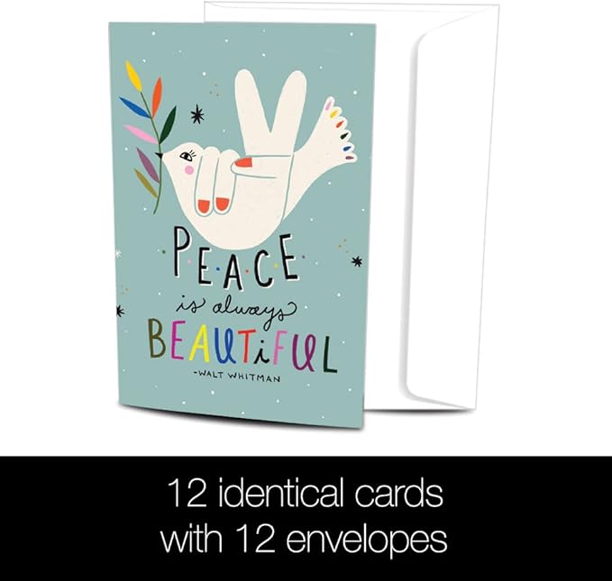Tree-Free Greetings - All Occcasion Cards - 12 Cards + 12 White Envelopes - Made in USA - 100% Recycled Paper - 4"x6" - Beautiful Peace (FS54553)
