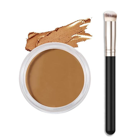 Kaely Cream Pot Concealer Full Coverage Makeup Set, Under Eye Brightener Color Correcting Concealer for Dark Circles, Waterproof Foundation Palette with Brush, Eye Ring Corrector de ojeras, 08