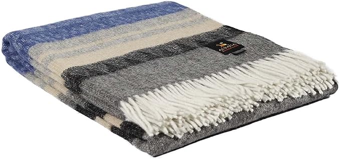 Alpaca Wool Blanket Throw Cherokee Design for Bed Couch Sofa Soft Warm Peruvian Alpaca Wool Blankets 72" x 60" (Gray/Charcoal Gray/Lapis Blue/Beige)