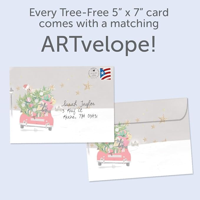 Tree-Free Greetings - Christmas Greeting Cards - Artful Designs - 1 Card + Matching Envelopes - Made in USA - 100% Recycled Paper - 5"x7" - Headed Home (GO64213)