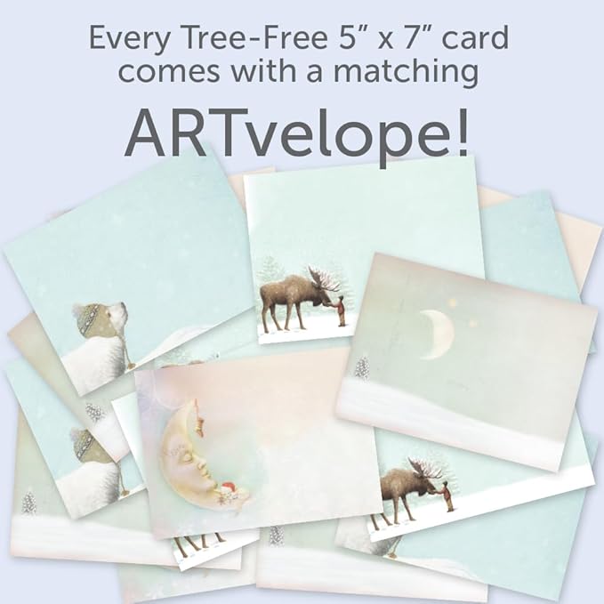 Tree-Free Greetings - Season's Greeting Cards - Artful Designs - 16 Assorted Cards + Matching Envelopes - Made in USA - 100% Recycled Paper - 5 x 7 - Dreams & Wishes (GP54095)