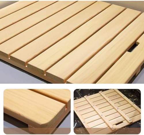 Teak Shower Mat Foldable Luxury Wooden Non-Slip Wood Bath Mat for Bathroom Bathtub Indoor Outdoor,Bamboo Bath Mat for Shower Non Slip Wooden Floor Mat with Waterproof Design Multipurpose Bat