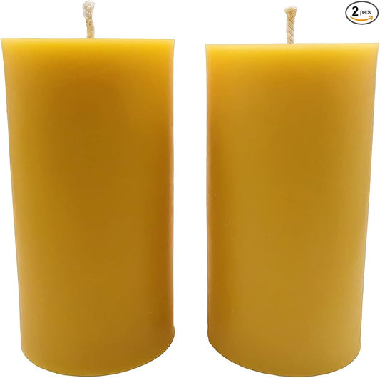 100% Pure Beeswax Candle – Long Lasting Burn – Non-Toxic & Hypoallergenic – Natural Honey Aroma – Handcrafted – Sustainably Sourced – Alternative Imagination – 3x6 Inch – Natural Yellow – 2 Pack
