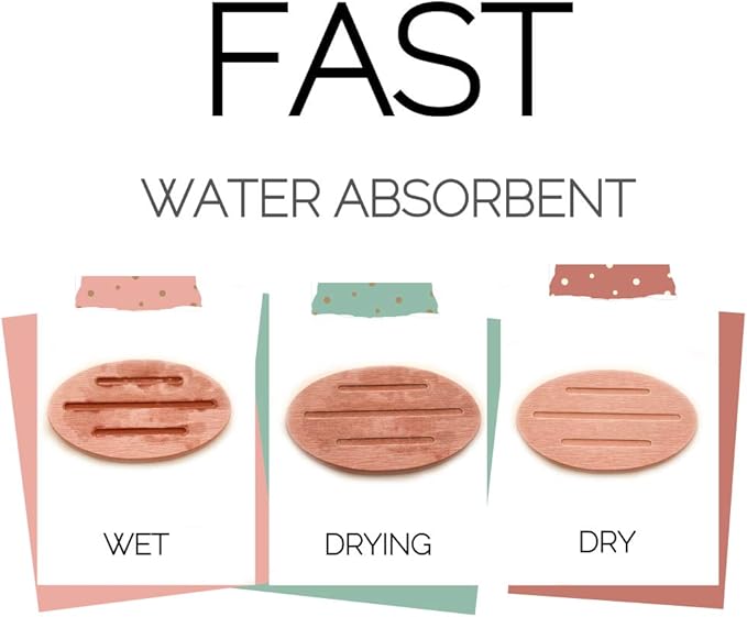 Water Absorbent Diatomite Soap Dish, 2 Pack Diatomite Soap Holder Mat, Fast Water Absorbent, Self-Dry Diatomaceous Soap Bar Holder for Bathroom, Bathtub, Shower, Kitchen (Mint)