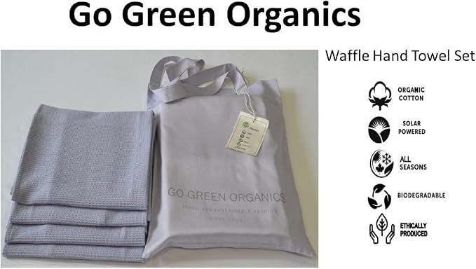 Waffle Hand Towels Pack of 4, 20X29 INCHES, 100% Natural Organic Cotton GOTS Certified (LANGUID Lavender) Super ABSORBANT & Quick Dry, NO SOFTENERS, Environment Friendly