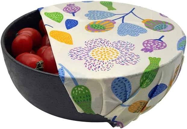 Beeswax Reusable Food Wraps - (6 Packs, 3 Sizes S,M,L, with 2 Meter Hemp Rope, Two Buttons) Plastic and Silicone Free, Eco-friendly Wrap, Wax Paper for Food,Flower