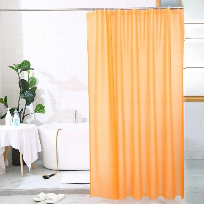 Shower Curtain Liner, 72" W X 72''H - PVC-Free, 6G PEVA Shower Curtain with 12 Rust Proof Grommets and Magnet-Weighted Bottom Hem - Moisture Stain Proof Shower Curtain Liner (Orange)