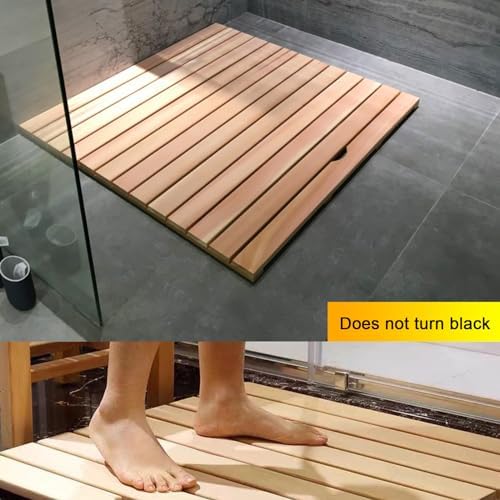Teak Shower Mat Foldable Luxury Wooden Non-Slip Wood Bath Mat for Bathroom Bathtub Indoor Outdoor,Bamboo Bath Mat for Shower Non Slip Wooden Floor Mat with Waterproof Design Multipurpose Bat