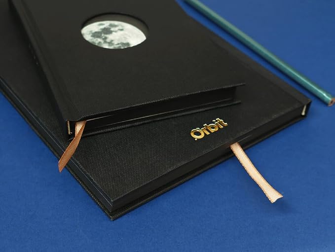 Suck UK Moon Notebook - A6 Notebooks - Hardback Journal - Pocket Notebook - Journals For Women - Recycled Paper - Blank Notebook - Moon Cut Out Cover - Grid Lined Pages Notepad - Space Themed
