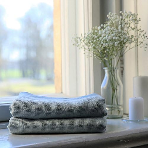 LinenMe Washed Waffle Bath Towel, 30 x 51, Ice Blue