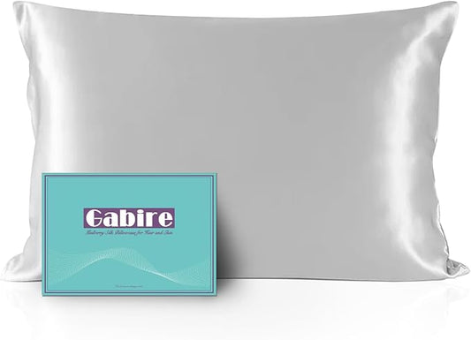 Gabire Mulberry Silk Pillow Case for Hair and Skin Prevent Acne Pillowcases Both Sides Real Silk Pillowcases Organic Silk Pillowcase with Hidden Zipper, Silver Grey, Queen (20"×30")