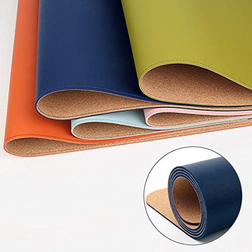 Ruby Lil Natural Cork & Leather Desk Writing Mat, Dual Use Desk Matt for Desktop,Multifunctional Office Desk Pad, PU Leather Mouse Pad,Grass,24"x 12"