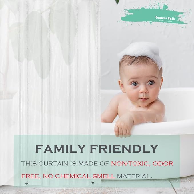 Frosted Plastic Shower Curtain Liner, 72x72 Inch Lightweight Translucent Plastic Bathroom Shower Showroom Inner Curtain with Rustproof Metal Grommet Holes and Weighted Magnets