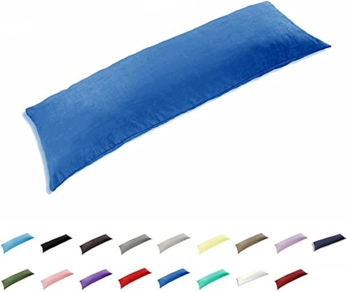 TAOSON 100% Cotton 300 Thread Count Envelope Style Body Pillow Cover,Long Pillowcase Pillow Protector Cushion Cover Non Zippered 20"x48" Fits 21 x 48 Royal Blue Solid