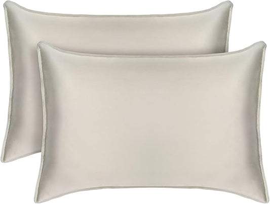 Tafts Pillow Cases King Size - Pure 100% Viscose Derived from Bamboo Luxuriously Soft, Silky, Cooling, Double Stitched, Envelope Closure (2 Pillowcases, Beige)