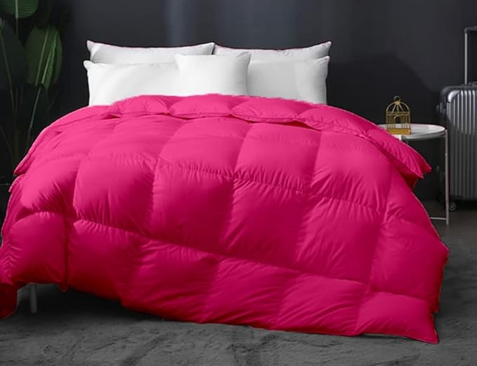 Eco Friendly Super Soft 116x98 Oversized King Down Alternative Comforter, Hot Pink Box Pleated Thick 1000-TC Duvet Insert with 100% Cotton Cover, Fluffy King Comforter for All Season