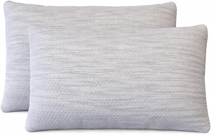 ORGANIC TEXTILES 100% Handmade Organic Shredded Latex Bed Pillow with Heather Grey Removable Cover - (Queen, Pack of 2)