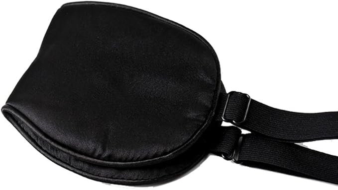 100% Mulberry Silk Sleep Mask Blackout, Cute Natural Sleeping Mask with Adjustable Elastic Strap, Satin Eye Cover for Men Women Adults (Black)