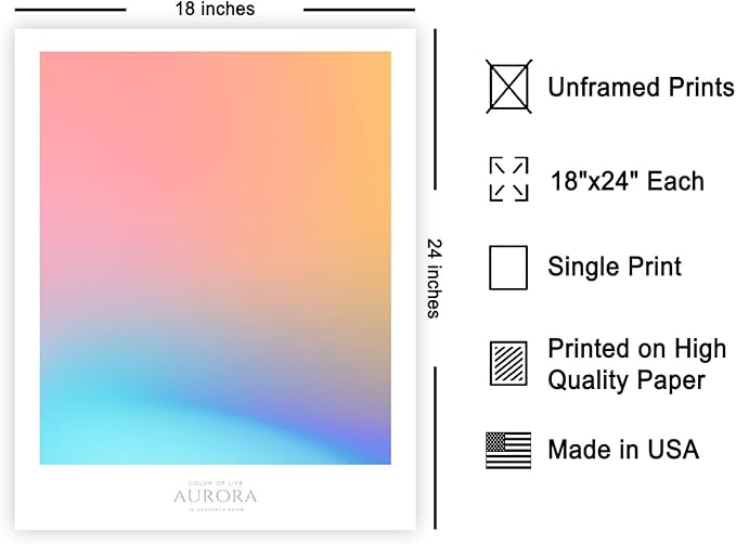 Monem Art Aurora Gradient Abstract Print - Minimalist Geometric Color Field Poster - Wall Decor for Living Room, Bedroom or Office - 18x24 Unframed Wall Art by Rs Lab Studio