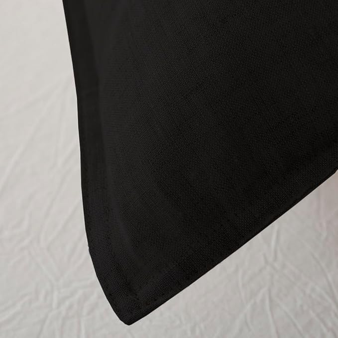 EVERLY 100% Linen Pillowcases Set of 2, French Linen from Normandy, 20X36Inch Standard Size, Natural Color, Coconut Buttons Closure, Flax Pillowshams-Pillowcase-Black
