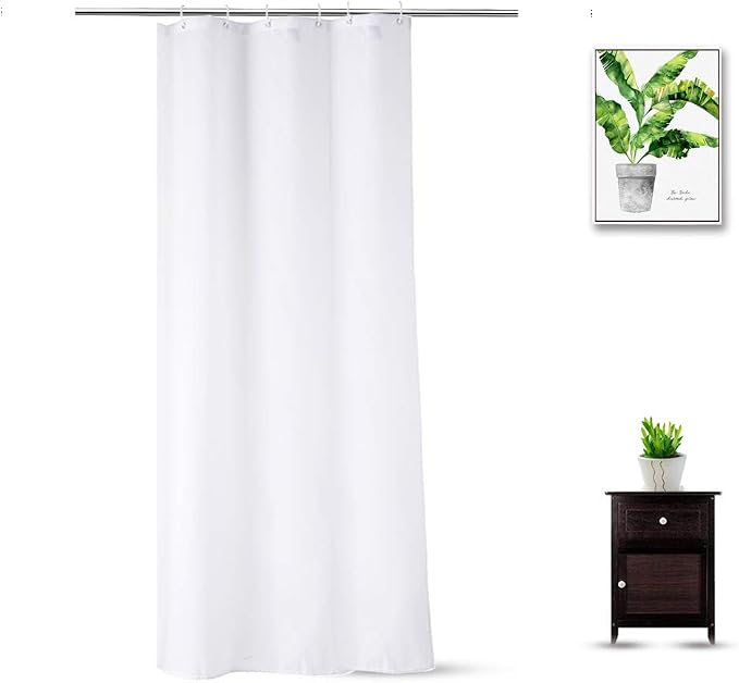 36x72 Shower Curtain Liner, Water Repellent Small White Fabric Cloth Shower Curtain Sets for Spa Hotel, Machine Washable, Odorless, Stall Size