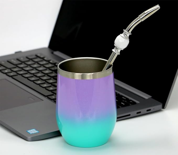 Premium Yerba Mate Straws - Reusable Stainless Steel Bombilla Straw with Colorful Beads - Set with Removable Head Filter