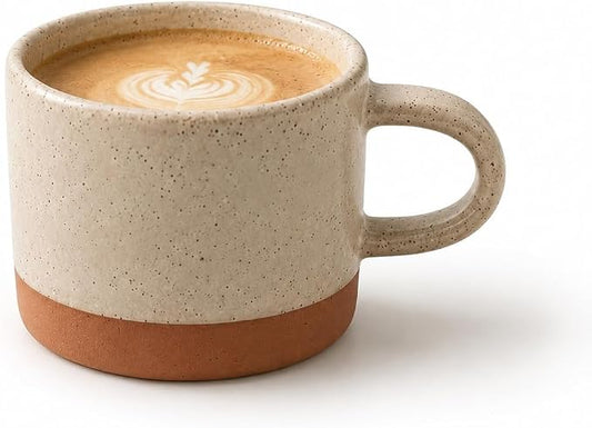 Speckled Ceramic Coffee Mug 5 oz – Minimalist Stoneware Cup with Raw Clay Base, Dishwasher & Microwave Safe – Cozy Gift for Coffee Lovers, Tea, Latte, Cappuccino, Set of 2
