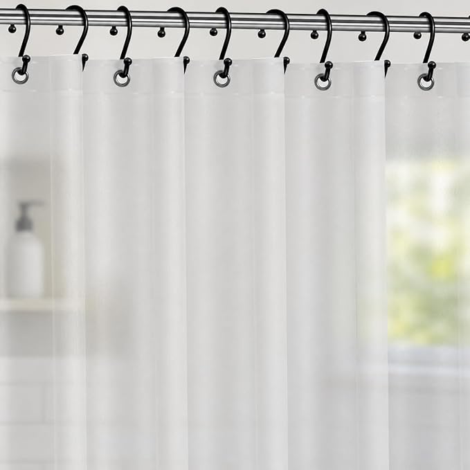 No Smell Shower Curtain Liner 72x72 Frosted - PEVA Plastic Shower Curtain for Bathroom, PVC-Free Waterproof Frosted Shower Liner with Metal Grommets and Magnet-Weighted Bottom Hem - Washable Liner