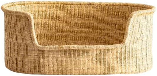 Woven Dog Bed Basket–Gifts for Dogs–Small to XXL Dog Bed–Large Bed for Large Dogs–Elegance and Decorative Bed for Your Dog–Comfortable Dog Bed–Small Dog Bed (Natural, Large)