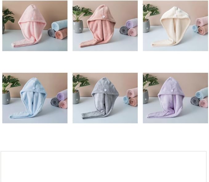Baluue Microfiber Hair Towel Wrap for Women, Super Absorbent Coral Velvet Turban for Quick Drying Wet Hair, Soft Anti Frizz Drying Towel with Button, Large
