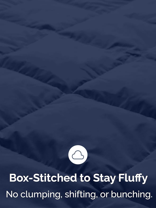 Queen Size, Navy Blue Alternative Down Comforter - Warm, Lightweight & Breathable Hotel Quality Bedding for Men, Women, Kids and Teens - All Season Oversized Cooling Microfiber Duvet Insert Comforter