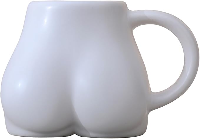 Creative and personalized handmade coffee cup, hip structure, natural, ceramic, mug water cup (White)