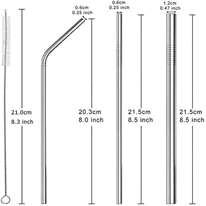 Reusable Stainless Steel Straw Set with Silicone Tips and Travel Case Compatible with Hot Cold Drinks Smoothies Cocktails and Daily Use