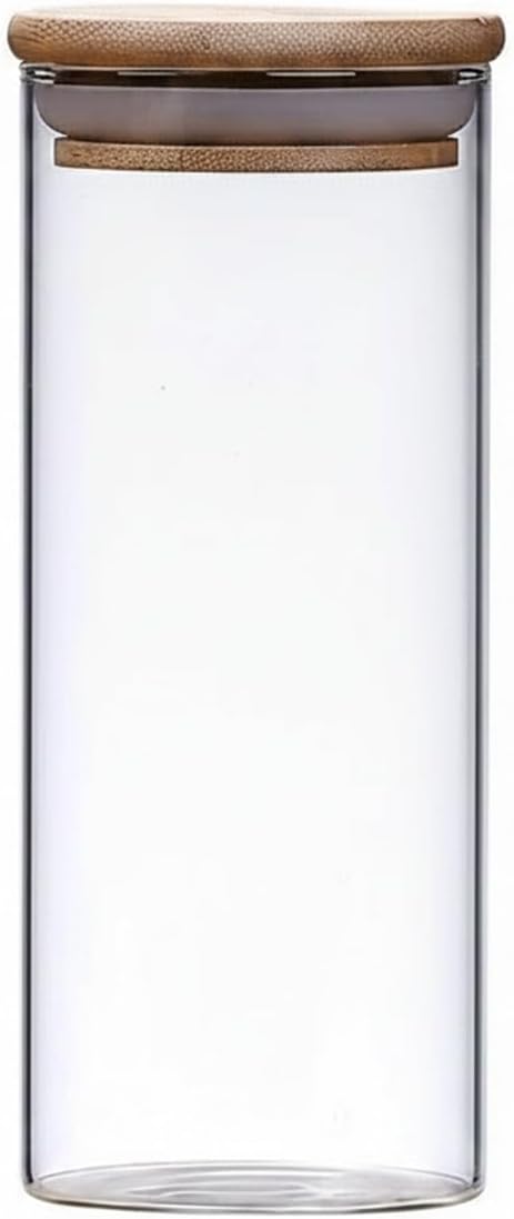 Borosilicate Glass Storage Jars with Bamboo Lids, Clear Kitchen Canisters for Pantry Organization of Dry Goods, Coffee, Tea, and Grains