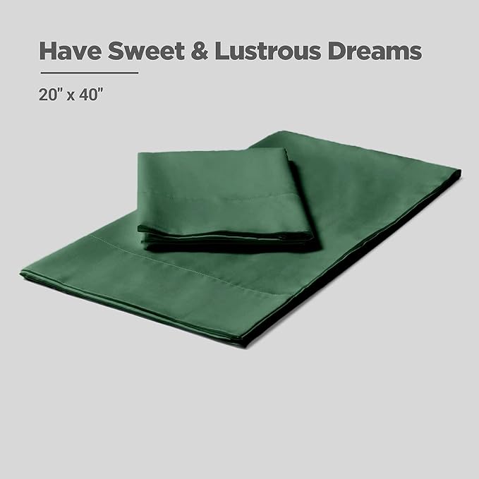FABDREAMS 100% Organic Cotton King Pillowcases | 400 Thread Count | Luxury Hotel Collection |GOTS Certified Long Staple Cotton|Smoother Than Egyptian Cotton|Set of 2-20" x 40"|Forest Green