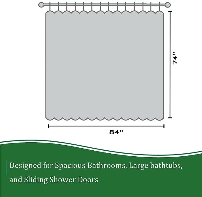 Extra Wide Shower Curtain Liner 84 x 74 Inch - 6 Bottom Magnets, Premium PEVA Clear Heavy Duty Thick Waterproof 74 Inch Shower Liner Long for Tub, Bathtub, Shower Doors with 14 Rustproof Grommets