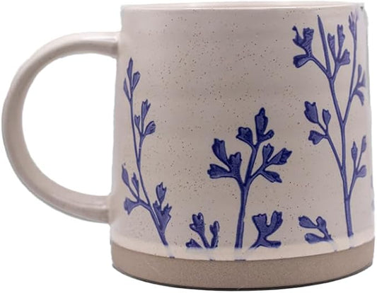 Handmade Ceramic Coffee Mug, 16 oz Coffee Cup, 450 ml | Heavy Mug Ideal for Green Tea or Coffee| Large Coffee Mug | Hand Painted Floral Design Pottery Mug | Cute Coffee Mugs for Women | Latte Mugs
