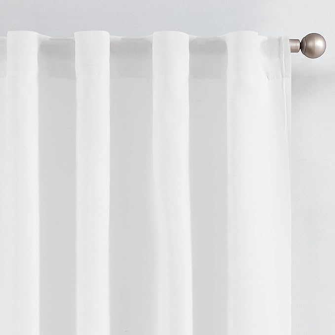 jinchan Extra Wide Sliding Door Curtain 90 Inch Length with Privacy Lining White Linen Lined Curtains for Patio Door Living Room Bedroom Home Office Light Filtering Drapes 100 Inches Wide 1 Panel
