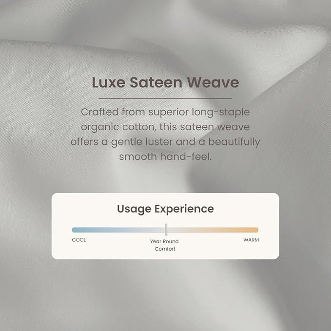 Bioweaves 100% Organic Cotton 1 Fitted Sheet Queen Size Only | 300 Thread Count Sateen Weave GOTS Certified with Deep Pocket - Silver