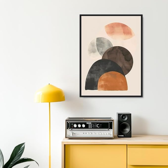 Moonow7 Modern Abstract Neutral Boho Geometric Print, Terracotta and Earth Tones Wall Art for Living Room, Bedroom, Entryway, and Office, Oversized Poster, Unframed Size 24x36” / 60x90 cm