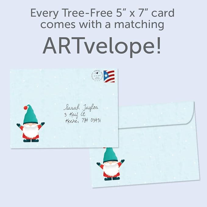 Tree-Free Greetings - Happy Holidays Greeting Cards - Artful Designs - 12 Cards + Matching Envelopes - Made in USA - 100% Recycled Paper - 5"x7" - Gnomes Piled High (HP60617)
