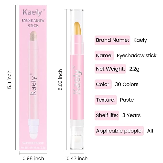 evpct 1Pcs Desert Gold Shimmer Cream Eye Shadow Brightener Sticks for Eyes Waterproof Pigmented, Double Ended Cream Eyeshadow Stick Pencil Pen with Applicator, Eye Shadow Palette Highlighter Makeup 06