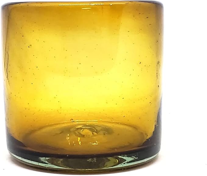 Solid Amber 12 oz Large DOF Glasses (set of 6), Recycled Glass, Lead-free, Toxin-Free (12oz Large DOF)