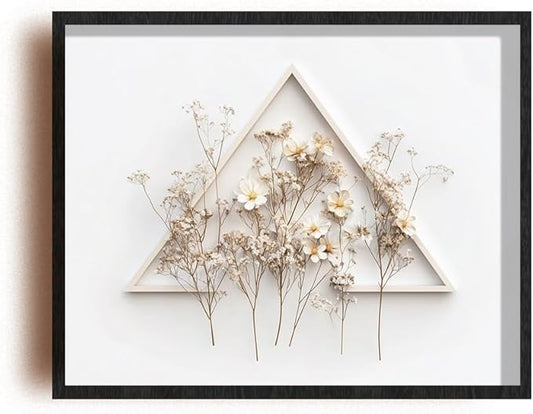 (Unframed) (10x8 Inch) Matte Wall Art Print Of Minimalist cut-out style of Wildflowers in neatly aligned within a triangular shape - Eco-Friendly Poster, Custom Decor for Home, Office, Bedroom, Bath