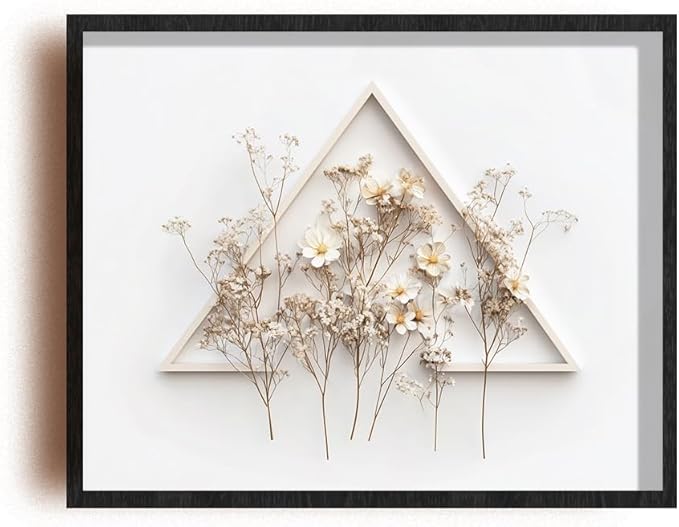 (Unframed) (20x16 Inch) Matte Wall Art Print Of Minimalist cut-out style of Wildflowers in neatly aligned within a triangular shape - Eco-Friendly Poster, Custom Decor for Home, Office, Bedroom, Bath