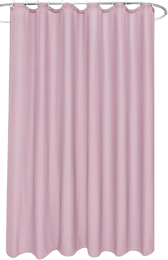 Dependable Industries inc. Essentials Bathroom Magnetized Shower Curtain Liner with Metal Grommets Waterproof (Pink)