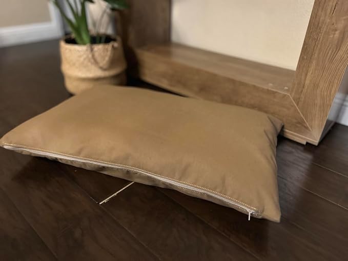 Natural Cotton Canvas Dog Bed – Raw Cotton Filled Pet Cushion Insert, Breathable Eco-Friendly Dog Mattress, Durable Washable Cover with Zipper (Medium Brown, Small 36"x22"x3")