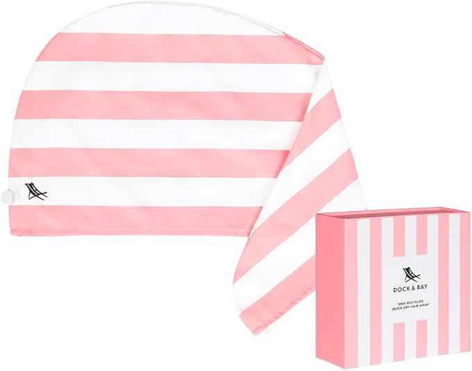 Dock & Bay Turban Hair Towel - for Home & the Beach - Super Absorbent, Quick Dry - Cabana Light - Malibu Pink, One Size